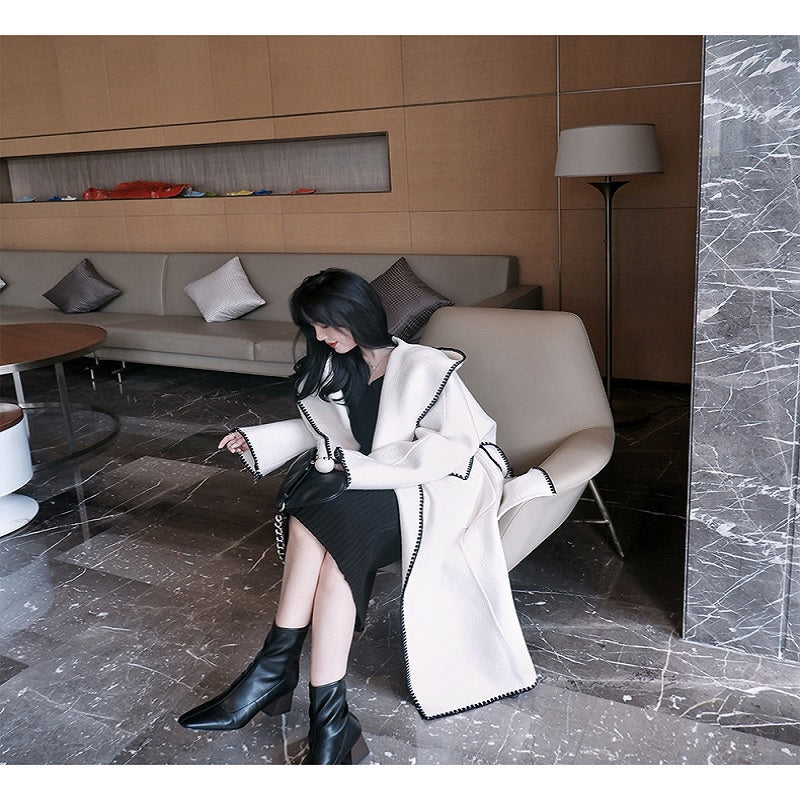 Elegant Double-Sided Woolen Hooded Coat