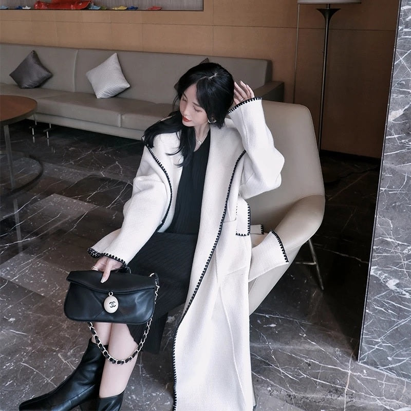 Elegant Double-Sided Woolen Hooded Coat