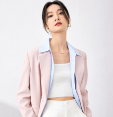 Elegant Formal Notch Collar Loose Office Style Outerwear Blazer