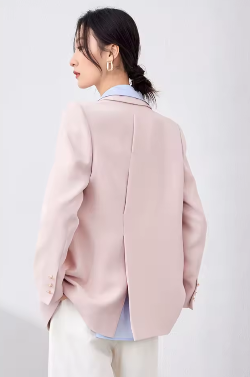 Elegant Formal Notch Collar Loose Office Style Outerwear Blazer