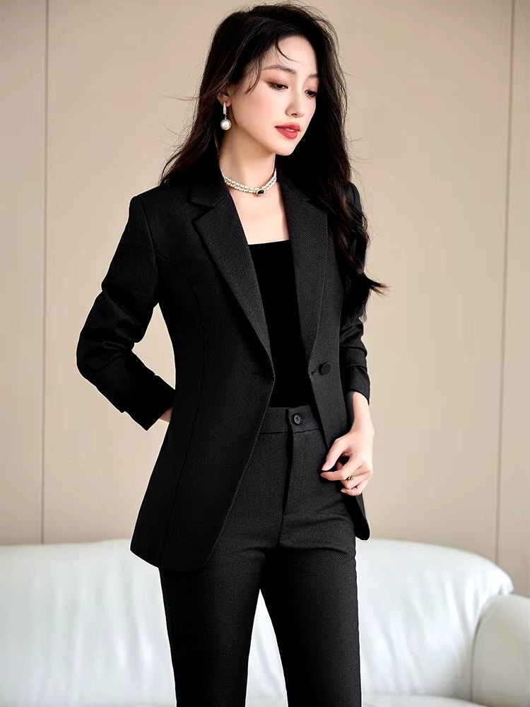 Elegant Formal Single Button Blazer Jacket Coat And Trouser Business Work Wear 2 Piece Pant Suit