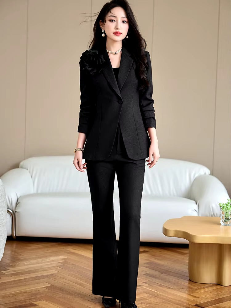 Elegant Formal Single Button Blazer Jacket Coat And Trouser Business Work Wear 2 Piece Pant Suit