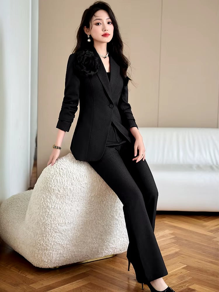 Elegant Formal Single Button Blazer Jacket Coat And Trouser Business Work Wear 2 Piece Pant Suit