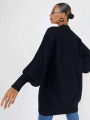 Elegant Front Button Polyester Long Sleeves V-Neck Cardigans Sweaters