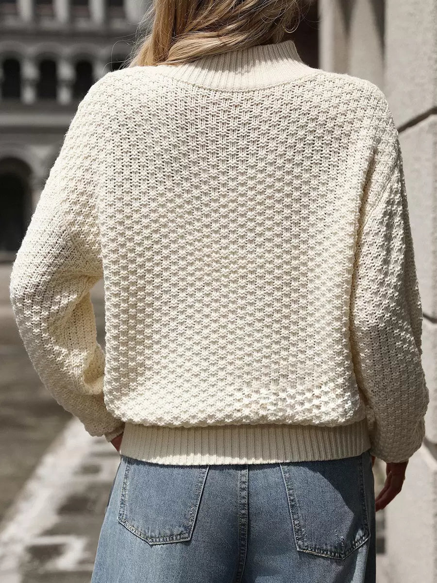 Elegant Jewel Neck Long Sleeves Oversized Polyester Sweaters