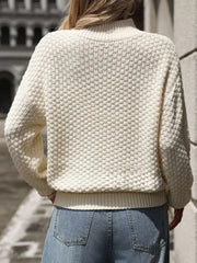 Elegant Jewel Neck Long Sleeves Oversized Polyester Sweaters