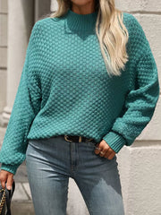Elegant Jewel Neck Long Sleeves Oversized Polyester Sweaters