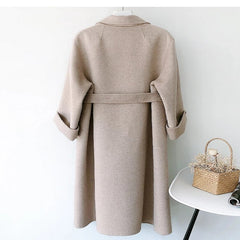 Elegant Lapel Fashion Cashmere Blend Coat