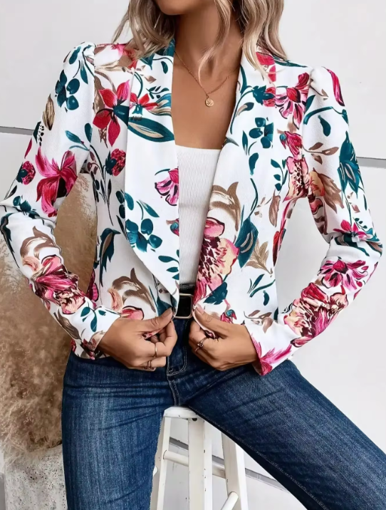 Elegant Long Sleeved Floral Printed Comfortable Blazers