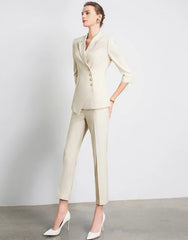 Elegant Notched Full Sleeve pencil pants Slims Smooths Work wear Professional Suit Pant