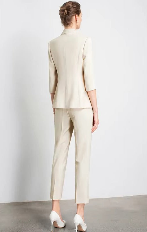 Elegant Notched Full Sleeve pencil pants Slims Smooths Work wear Professional Suit Pant