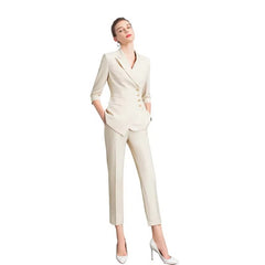 Elegant Notched Full Sleeve pencil pants Slims Smooths Work wear Professional Suit Pant