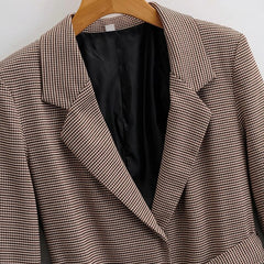 Elegant Plaid Suit Blazer With Belt