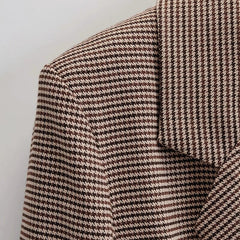 Elegant Plaid Suit Blazer With Belt