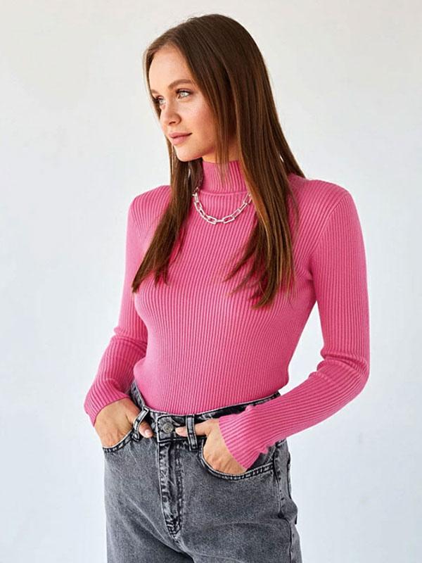 Elegant Pullovers Tops High Collar Long Sleeves Sweaters