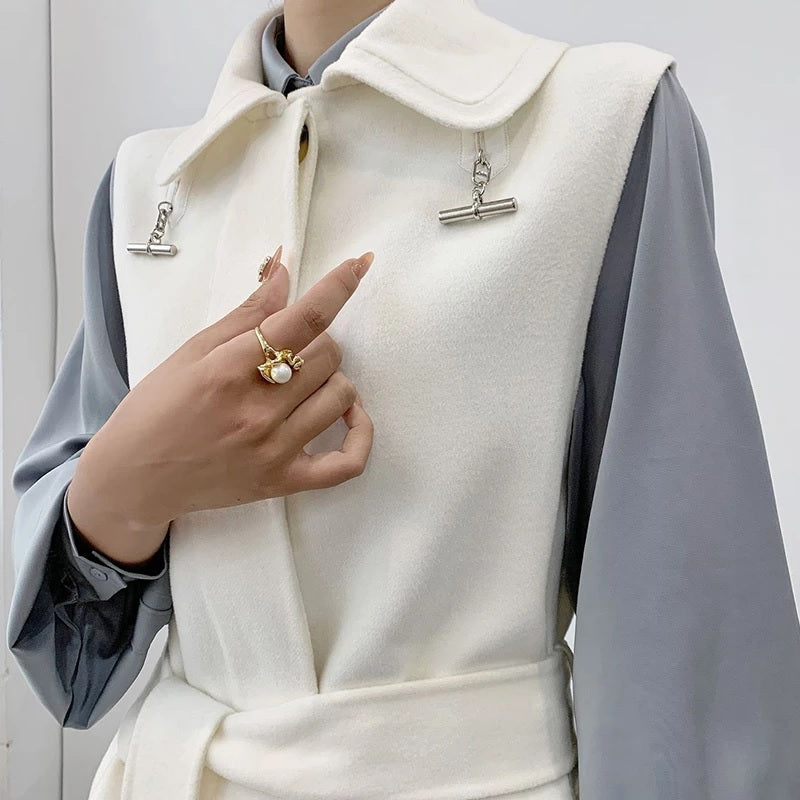 Elegant Real Wool Overcoat Double-Sided Cashmere Coat