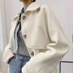 Elegant Real Wool Overcoat Double-Sided Cashmere Coat