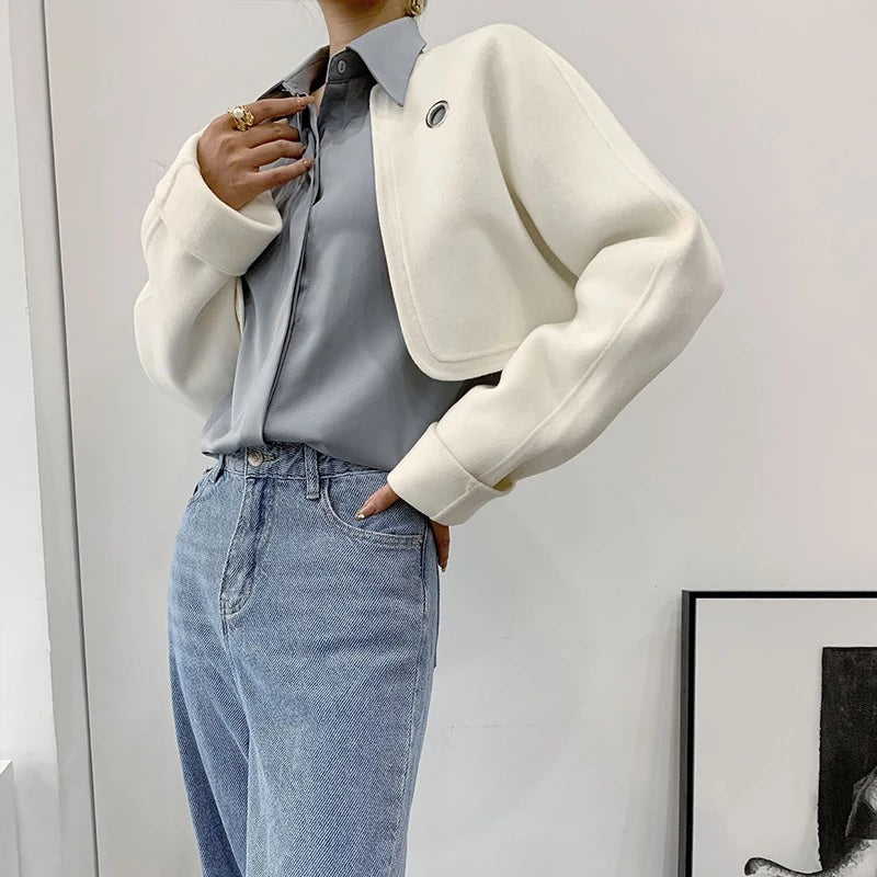 Elegant Real Wool Overcoat Double-Sided Cashmere Coat