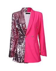 Elegant Sequein Long Sleeve Above Knee Slight Stretch Blazer