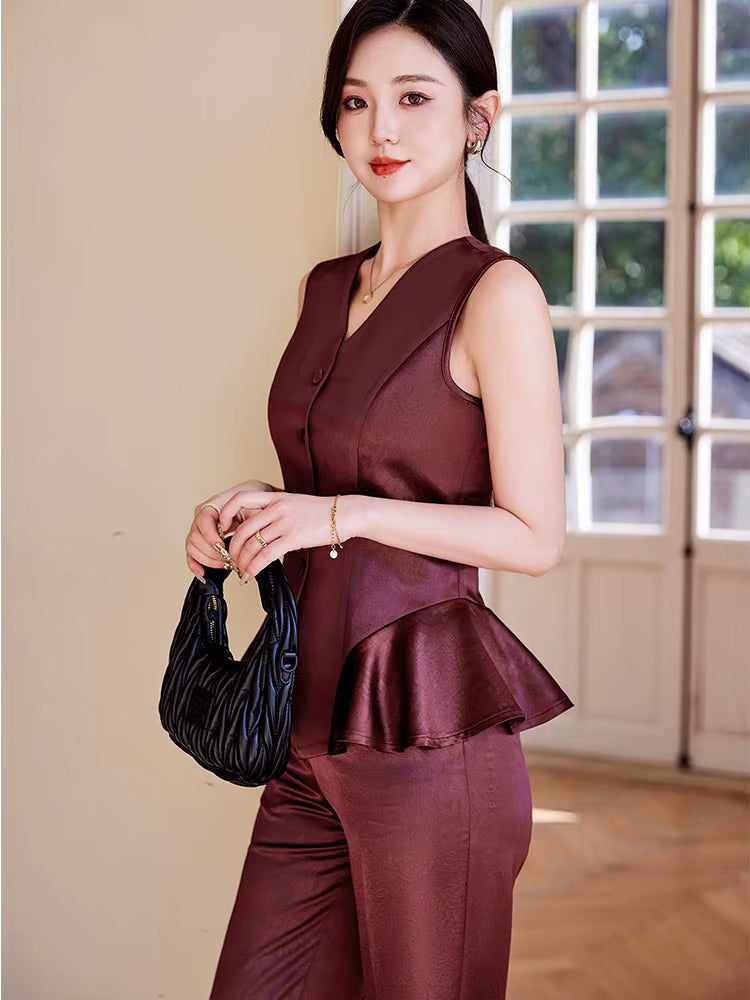 Elegant Single Breasted Business Blazers And Ankle-Length Pant 2 Piece Suit