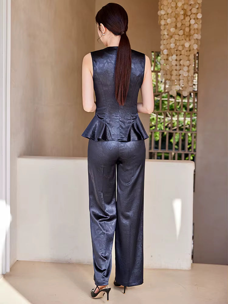 Elegant Single Breasted Business Blazers And Ankle-Length Pant 2 Piece Suit