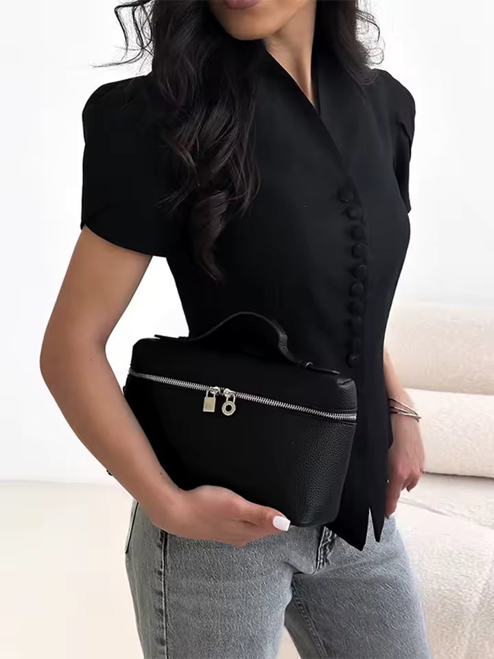 Elegant Sleeve Stand Collar Single Breasted Waist Slim Blazer