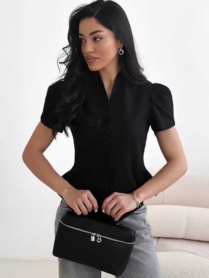 Elegant Sleeve Stand Collar Single Breasted Waist Slim Blazer