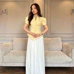 Elegant Sleeve Stand Collar Single Breasted Waist Slim Blazer