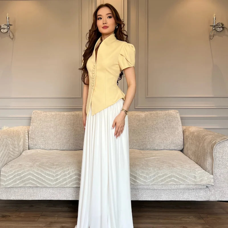 Elegant Sleeve Stand Collar Single Breasted Waist Slim Blazer