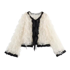 Elegant Small Fragrant Style Laced Up Short Hairy Jackets