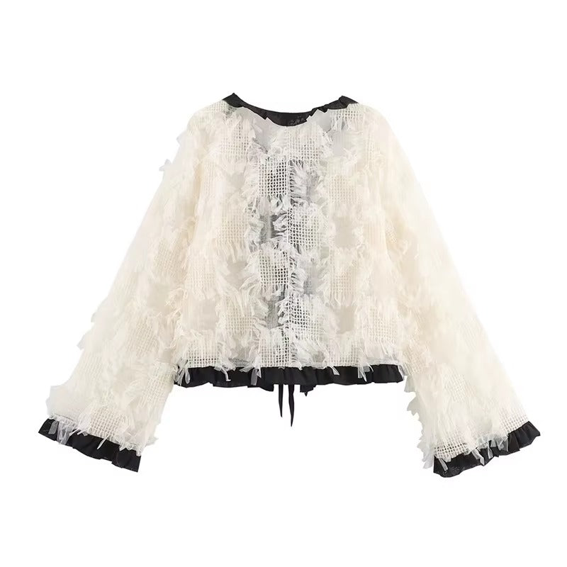 Elegant Small Fragrant Style Laced Up Short Hairy Jackets