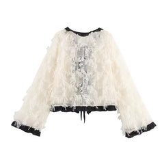 Elegant Small Fragrant Style Laced Up Short Hairy Jackets