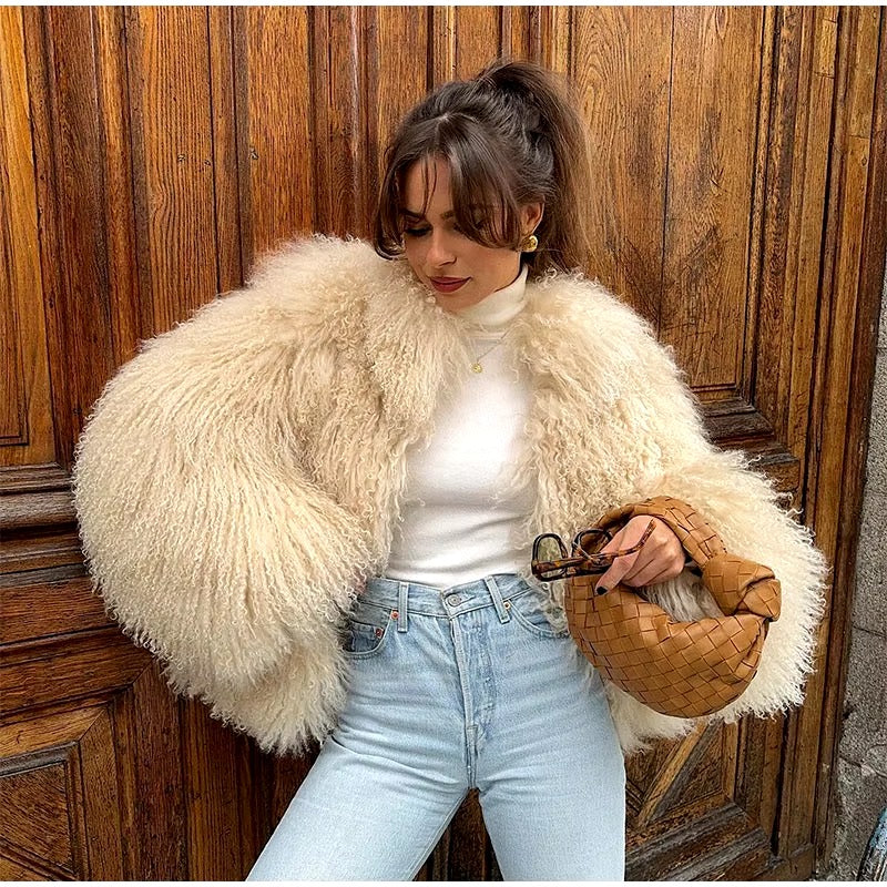 Elegant Soft Open Stitch Oversize Loose Fur Coat Outerwear