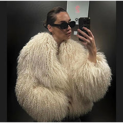 Elegant Soft Open Stitch Oversize Loose Fur Coat Outerwear