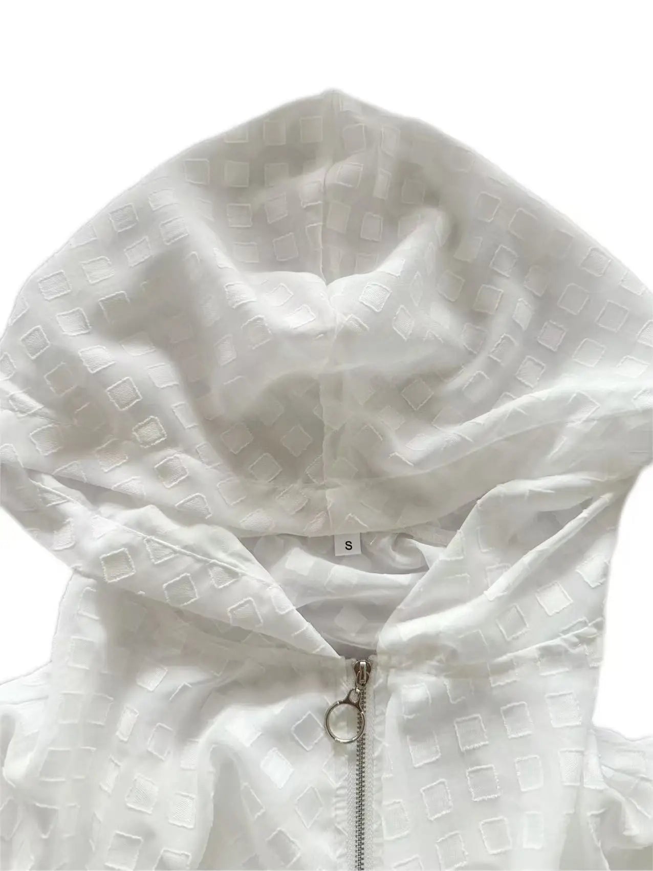 Elegant Solid Color Mesh Sunscreen Long Sleeve Zipper Hooded Jacket