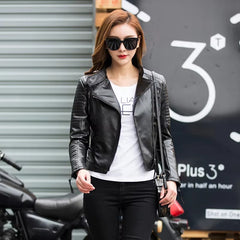 Elegant Solid O-Neck Punk PU Faux Leather Basic Bomber Jackets