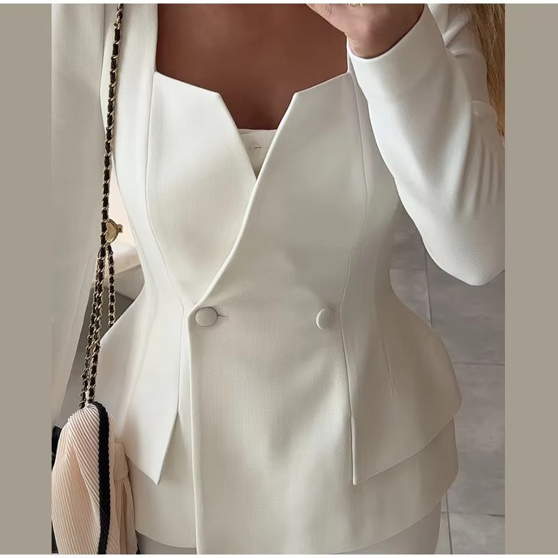 Elegant Square Collar Long Skirts And Blazers 2 Piece Set