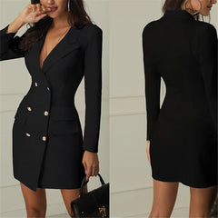 Elegant Turn-down Collar Button Blazer Slim Suit Outfits