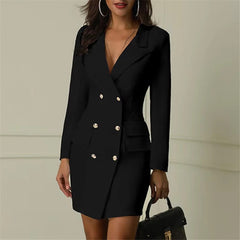 Elegant Turn-down Collar Button Blazer Slim Suit Outfits