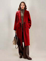 Elegant Turndown Collar Front Button Long Sleeves Sash Maxi Coat