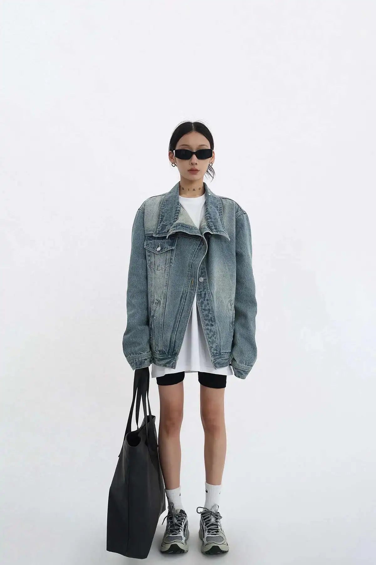 Elegant Turtleneck Single Breasted Full Sleeve Patchwork Jacket