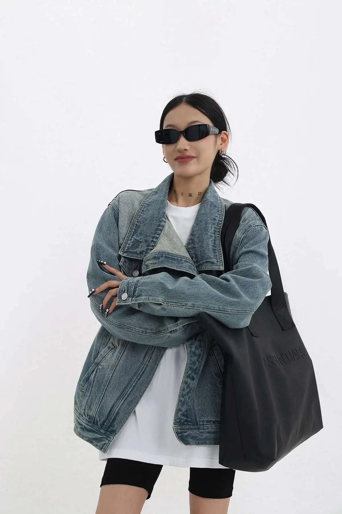 Elegant Turtleneck Single Breasted Full Sleeve Patchwork Jacket