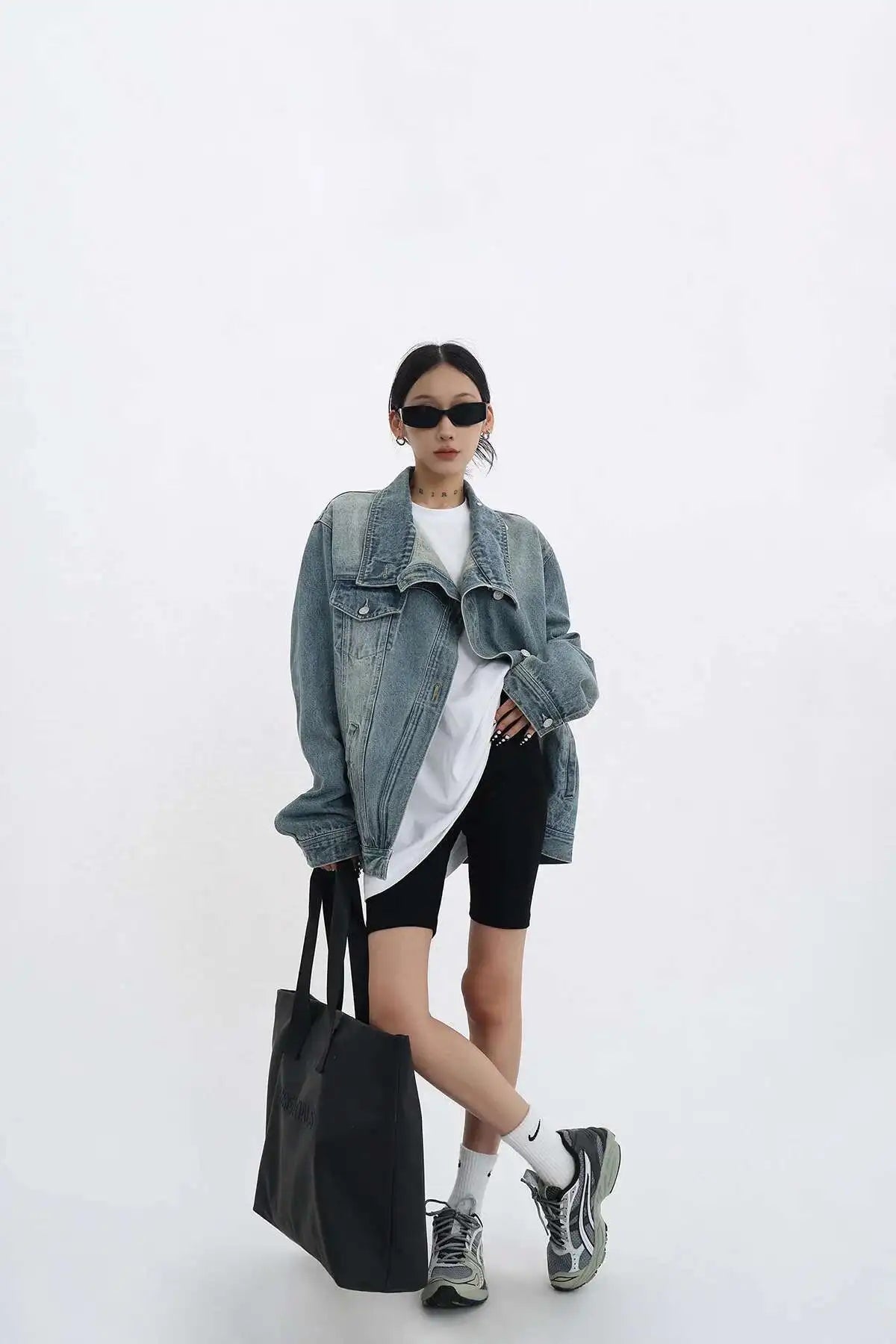 Elegant Turtleneck Single Breasted Full Sleeve Patchwork Jacket