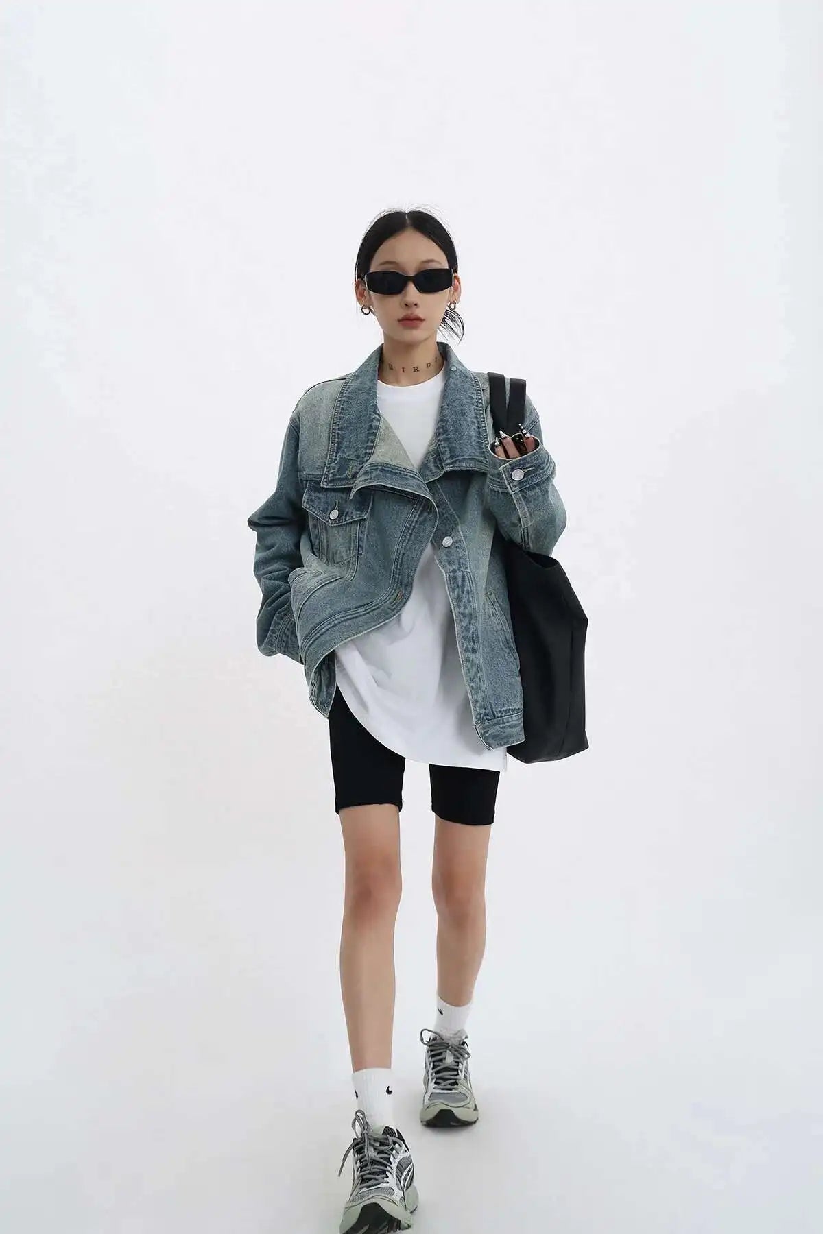 Elegant Turtleneck Single Breasted Full Sleeve Patchwork Jacket