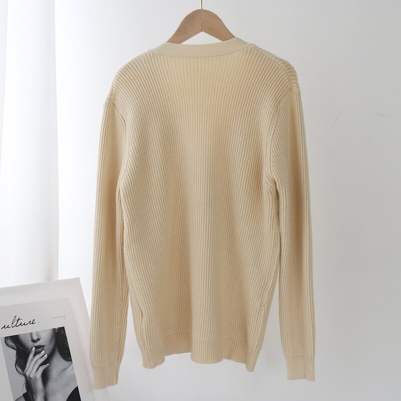 Elegant V Neck Solid Cardigan