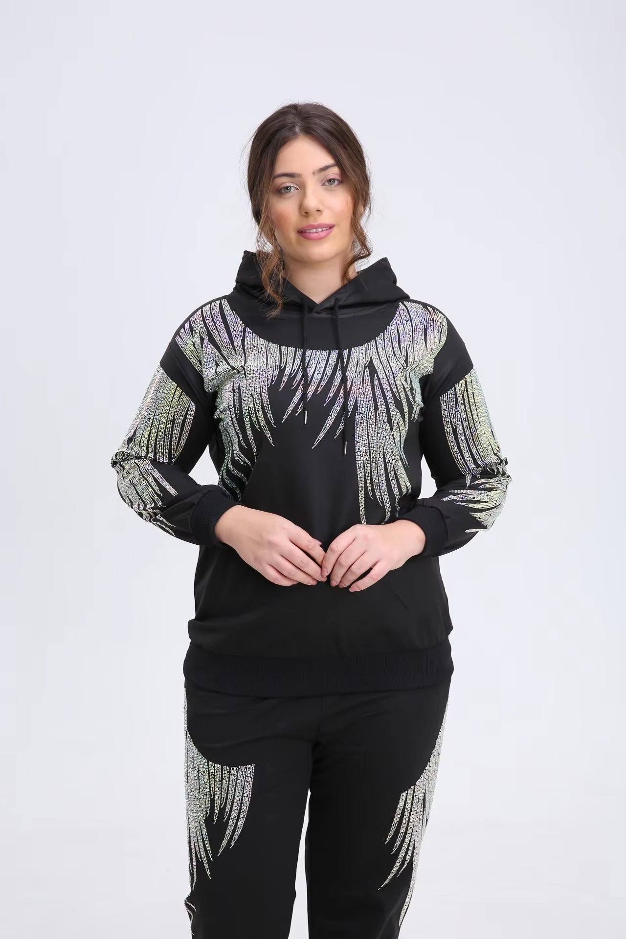 Elegant Vibrant Sparking Rhinestones Hoodies Outerwear