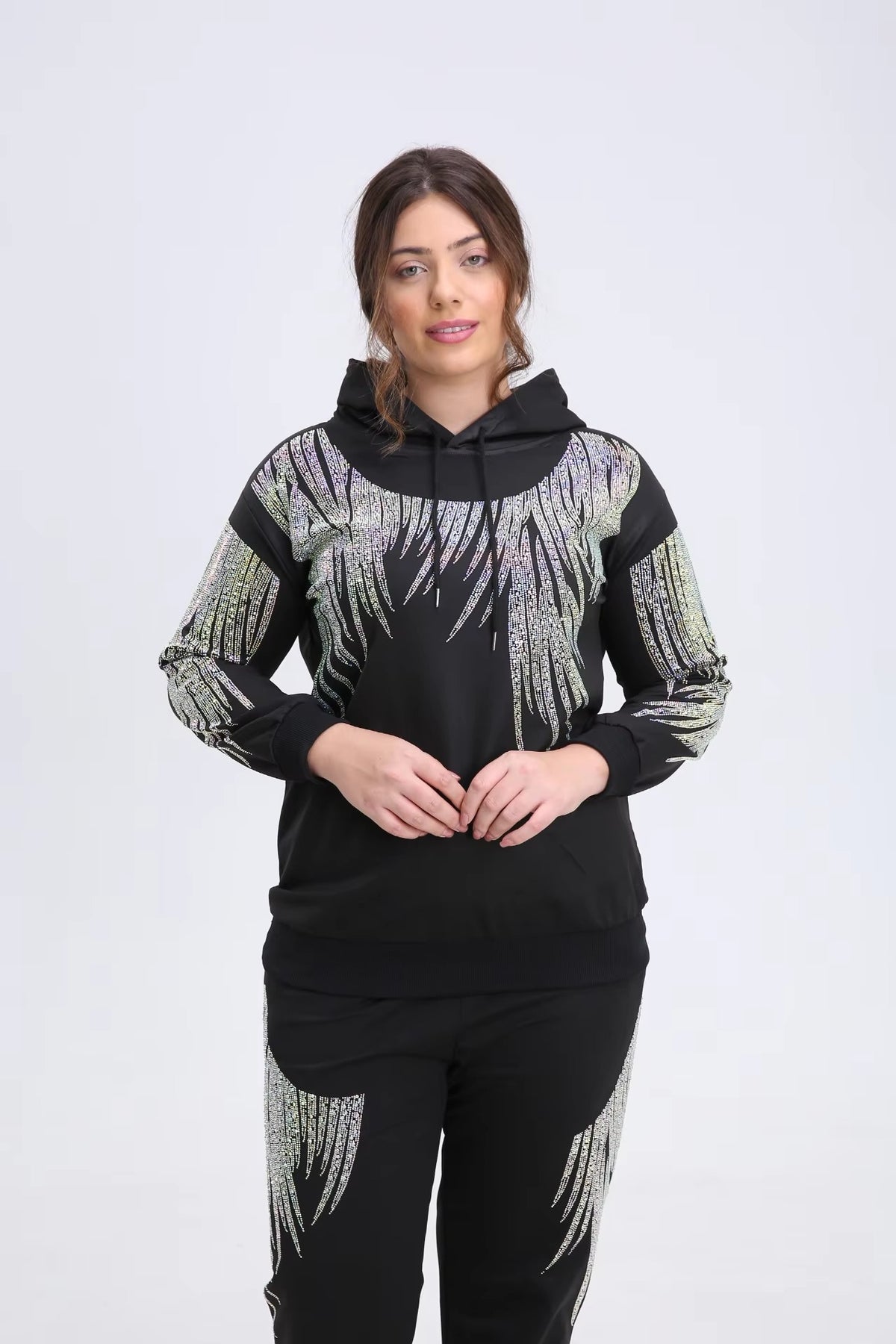 Elegant Vibrant Sparking Rhinestones Hoodies Outerwear