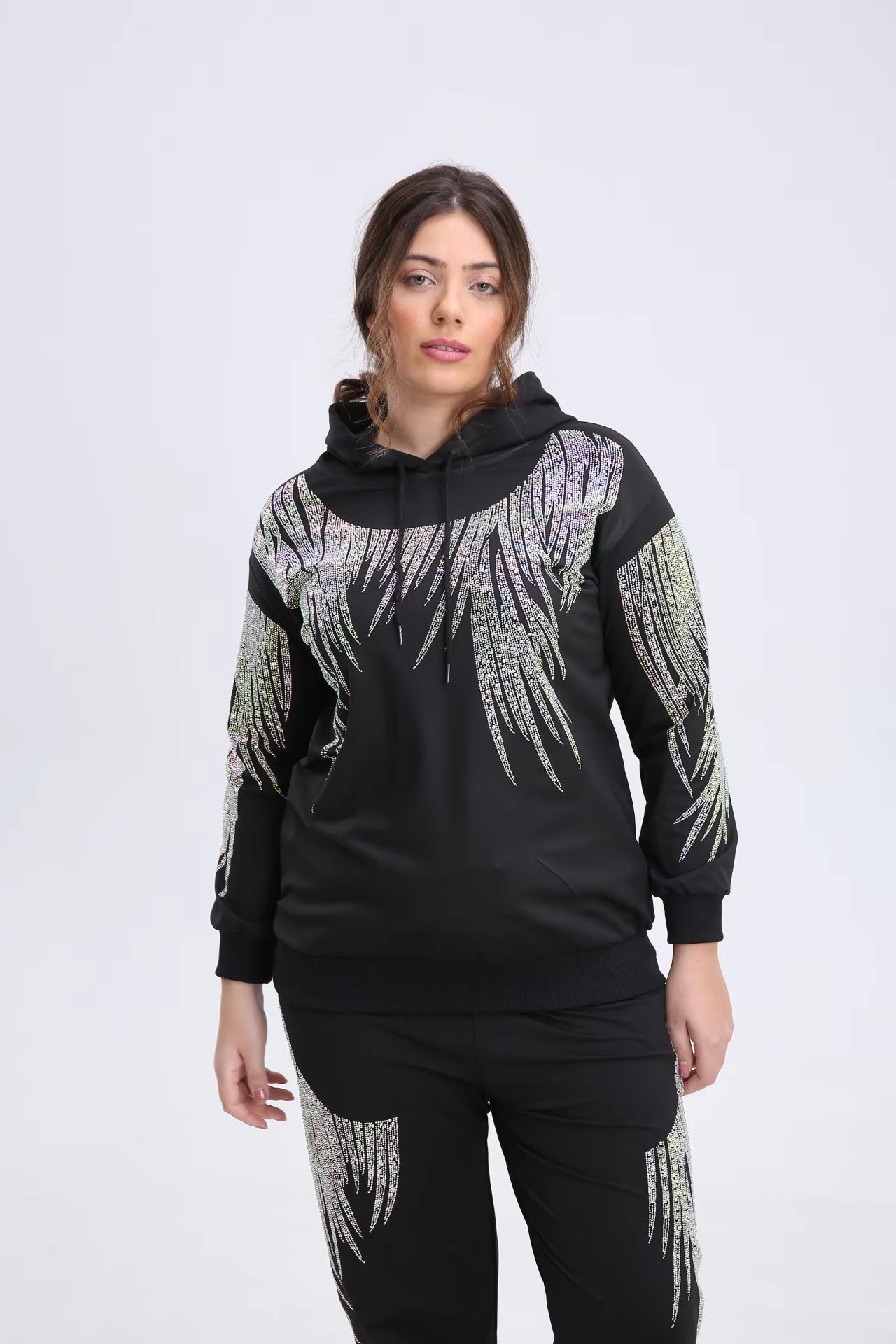 Elegant Vibrant Sparking Rhinestones Hoodies Outerwear