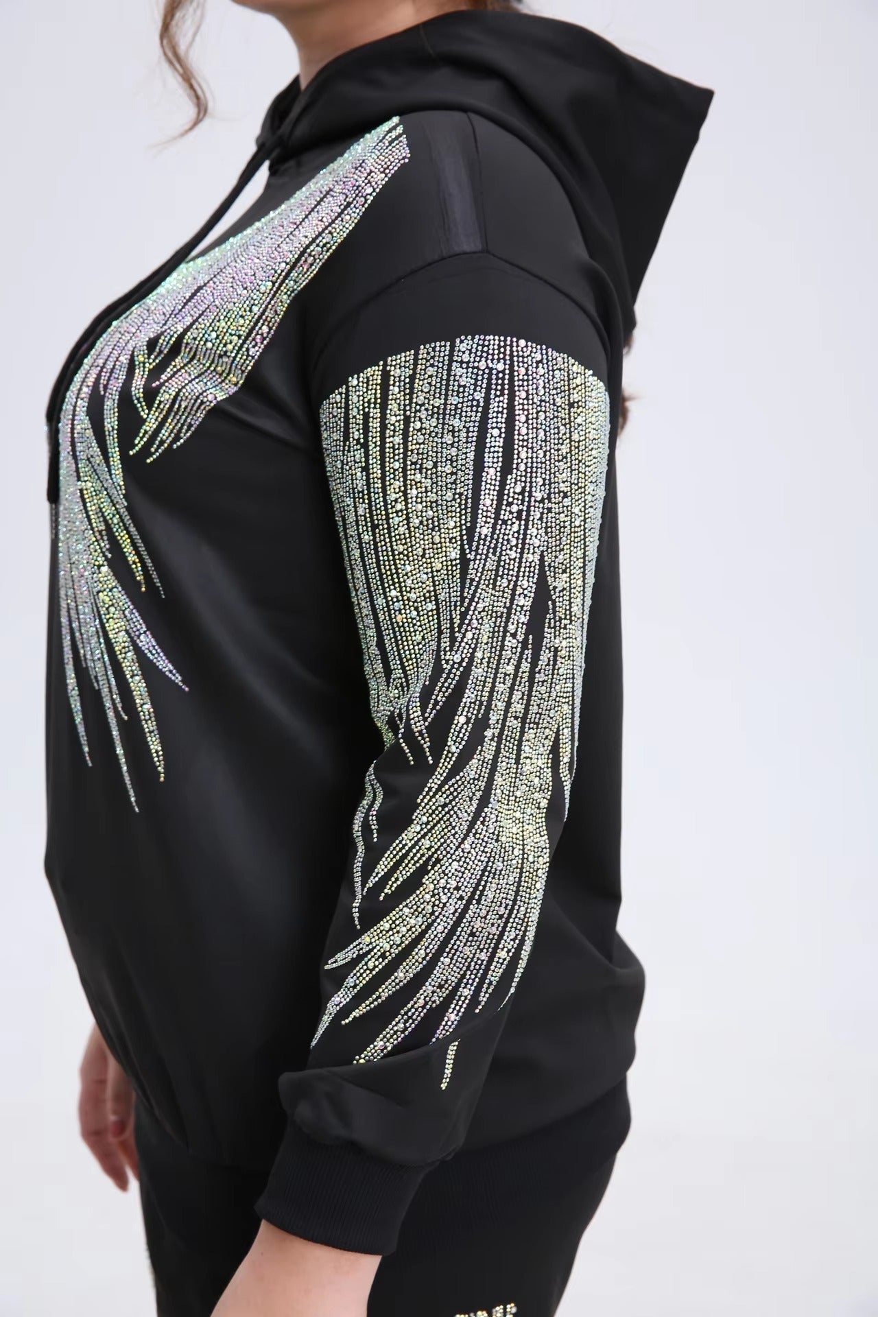 Elegant Vibrant Sparking Rhinestones Hoodies Outerwear