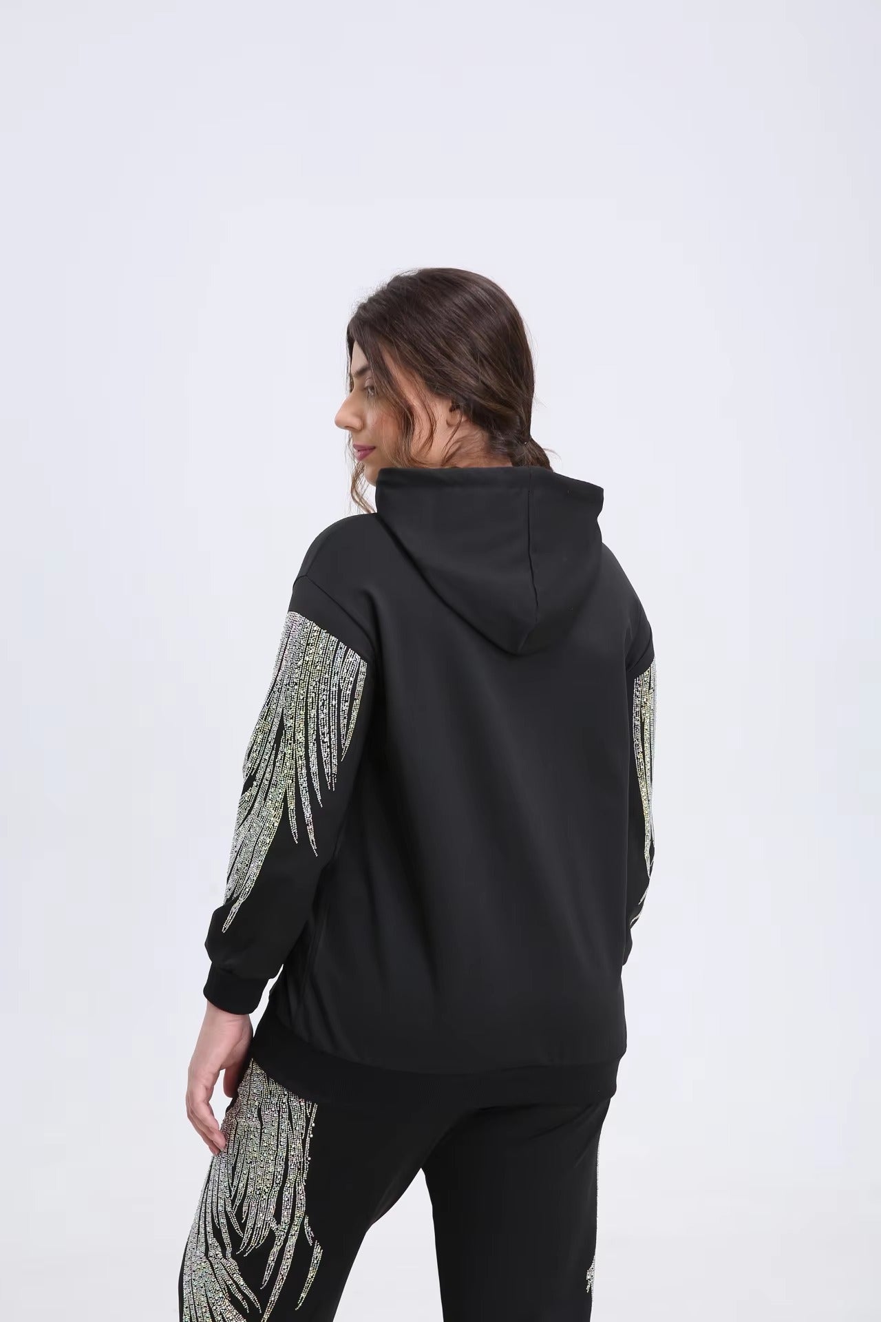 Elegant Vibrant Sparking Rhinestones Hoodies Outerwear